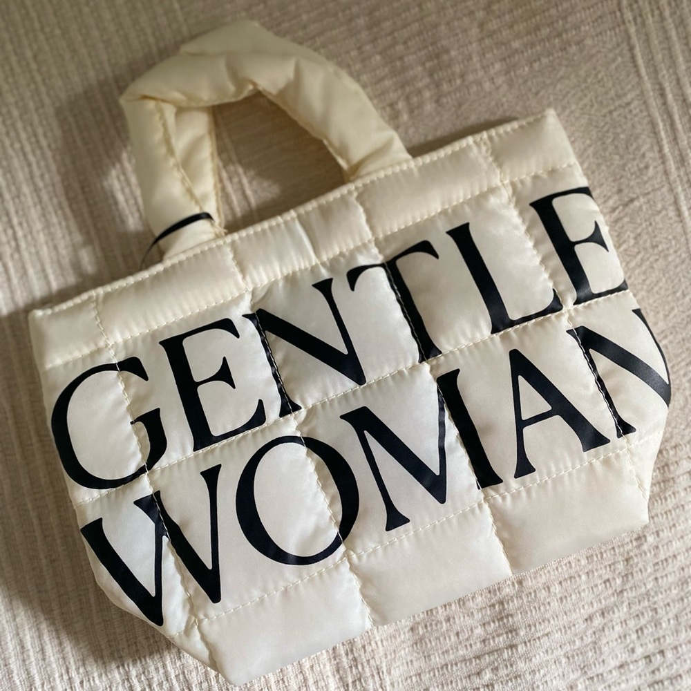 Cream Gentle Woman Quilted Tote Bag